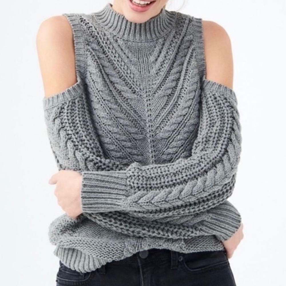 Aeropostale Gray Off-the-Shoulder Sweater